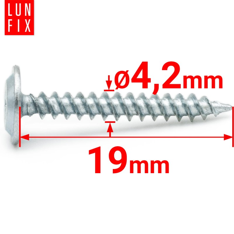 Wkręty samogwintujące 4,2x19mm z łbem podkładkowym do metalu WPC 100szt.