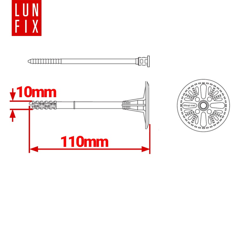 Kołki do styropianu 110 mm z trzpieniem 200szt.