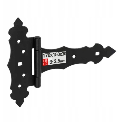Charnière de fixation 170x150x30x2,5 galvanisée noir 1 pièce - LUN FIX