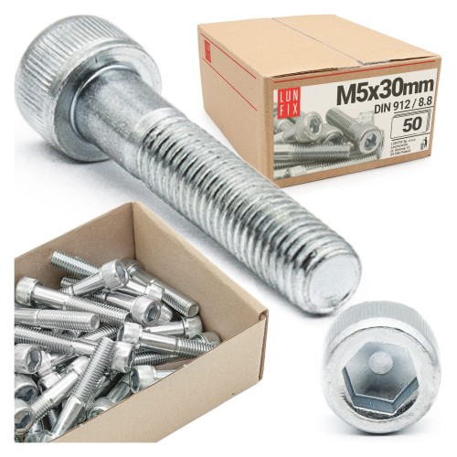 Vis CHC M5x30 DIN912 galvanisée 50 pièces - LUN FIX
