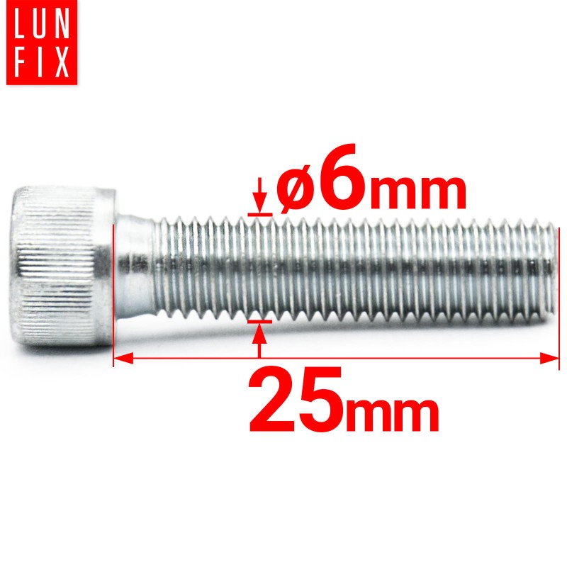 Śruby imbusowe M6x25 ocynkowane DIN912 klasa 8.8 20szt