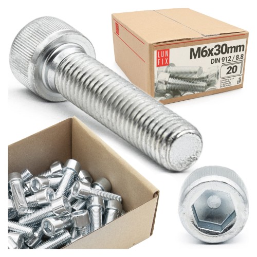Vis CHC M6x30 DIN912 galvanisée 20 pièces - LUN FIX
