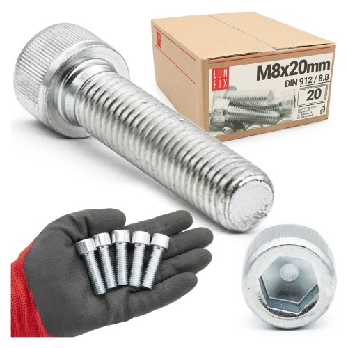 Vis CHC M8x20 DIN912 galvanisée 20 pièces - LUN FIX
