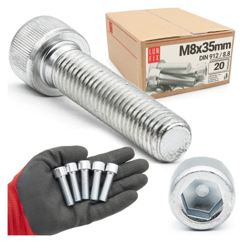 Vis CHC M8x35 DIN912 galvanisée 20 pièces - LUN FIX
