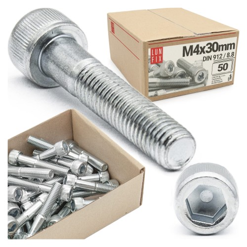 Vis CHC M4x30 DIN912 galvanisée 50 pièces - LUN FIX