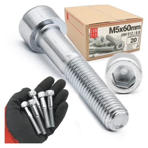 Vis CHC M5x60 DIN912 galvanisée 20 pièces - LUN FIX