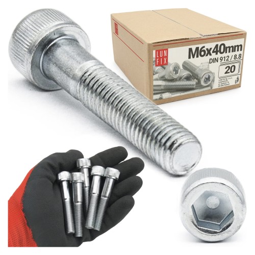 Vis CHC M6x40 DIN912 galvanisée 20 pièces - LUN FIX