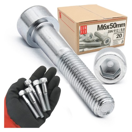 Vis CHC M6x50 DIN912 galvanisée 20 pièces - LUN FIX