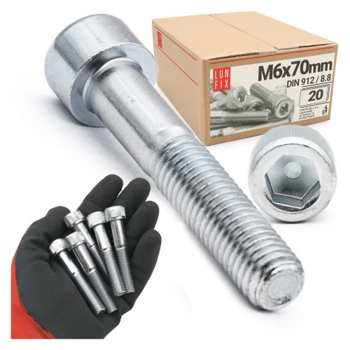 Vis CHC M6x70 DIN912 galvanisée 20 pièces - LUN FIX