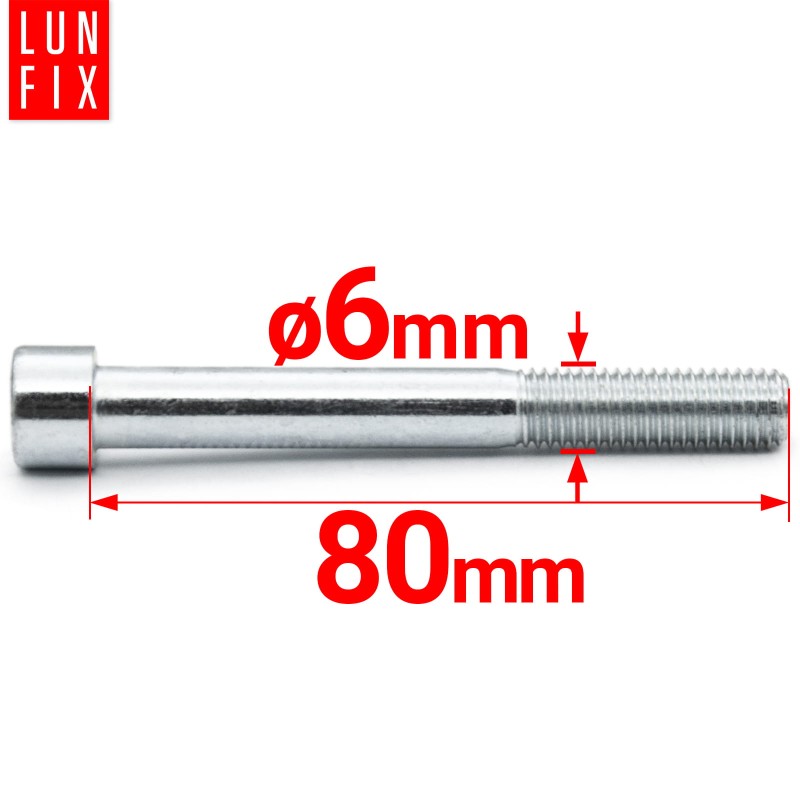 Śruby imbusowe M6x80 ocynkowane DIN912 klasa 8.8 10szt