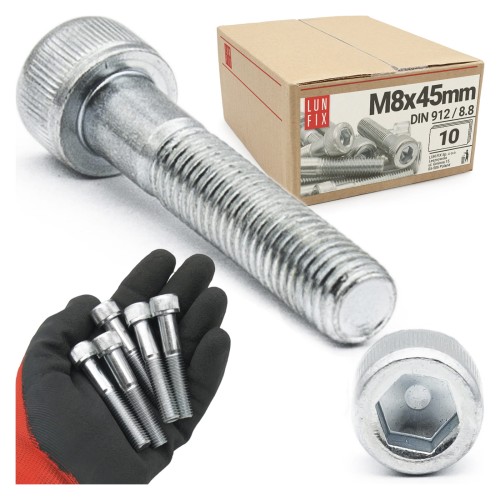 Vis CHC M8x45 DIN912 galvanisée 10 pièces - LUN FIX