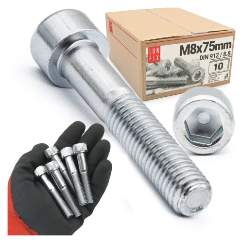 Vis CHC M8x75 DIN912 galvanisée 10 pièces - LUN FIX
