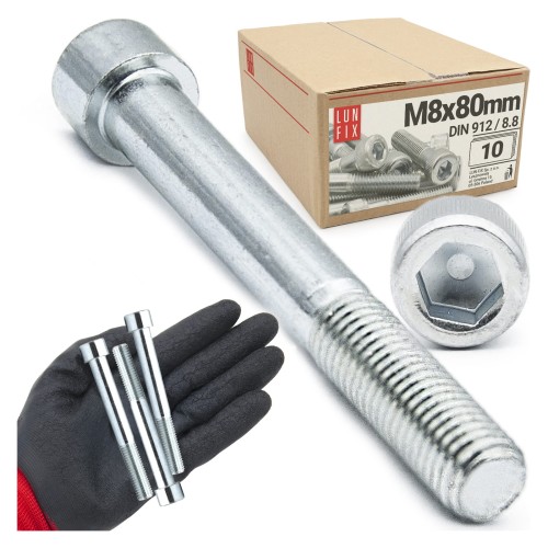 Vis CHC M8x80 DIN912 galvanisée 10 pièces - LUN FIX