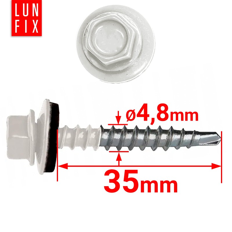 Wkręty farmerskie 4,8x35 samowiercące farmery biały ciepły 250szt.