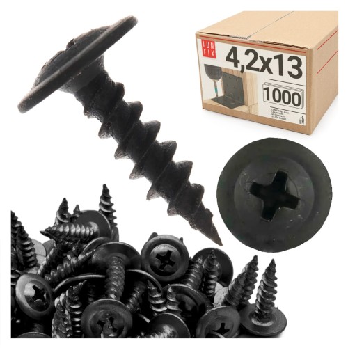 Vis à tôle à tête rondelle 4,2x13 phosphatée noir - LUN FIX