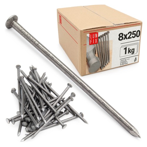 Clous de construction 8x250 mm 10 " noir 1 kg - LUN FIX