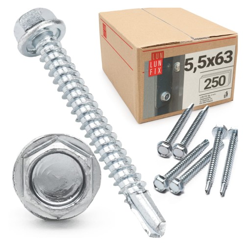 Vis autoperceuses pour métal 5,5x63 DIN7504 galvanisées - LUN FIX
