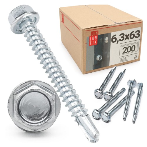 Vis autoperceuses pour métal 6,3x63 DIN7504 galvanisées - LUN FIX