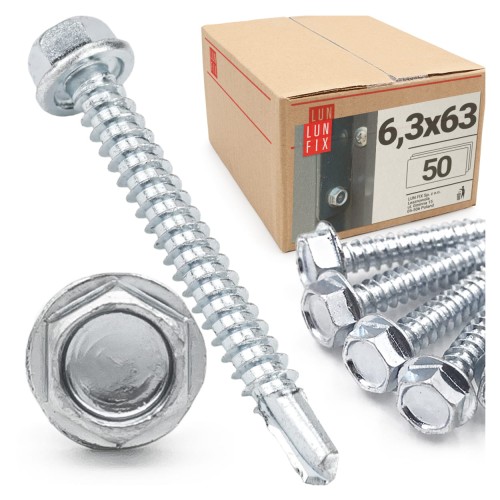 Vis autoperceuses pour métal 6,3x63 DIN7504 galvanisées - LUN FIX