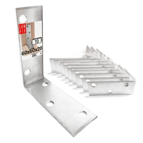 Équerre étroite 60x60x20x2 KW5 galvanisée 10 pièces - LUN FIX