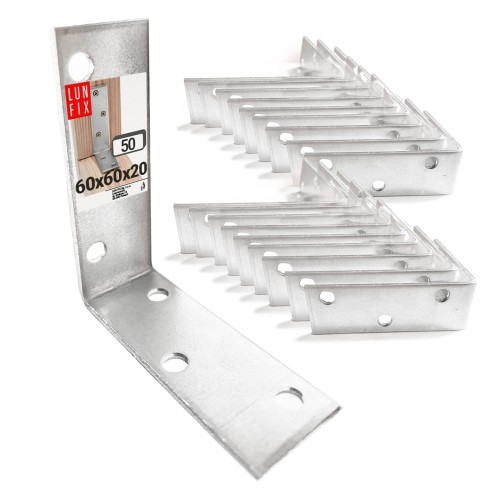Équerre étroite 60x60x20x2 KW5 galvanisée 50 pièces - LUN FIX