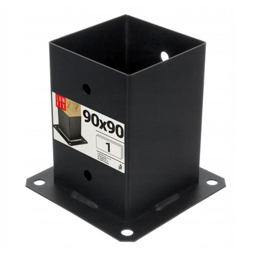 Pied de poteau 90x90 mm galvanisé noir - LUN FIX