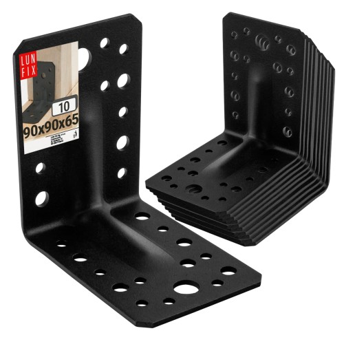 Équerre de charpente renforcée 90x90x65x2 galvanisée noir - LUN FIX