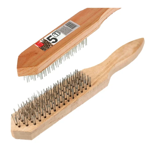 Manuel-Brosse métallique avec manche en bois 5 rangées 27 cm - LUN FIX