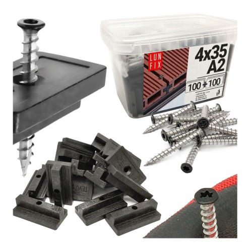 Clips de fixation pour terrasse 4x35 mm acier inoxydable - LUN FIX