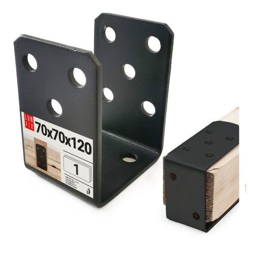 Pied de poteau 70x120 mm zingué noir - LUN FIX
