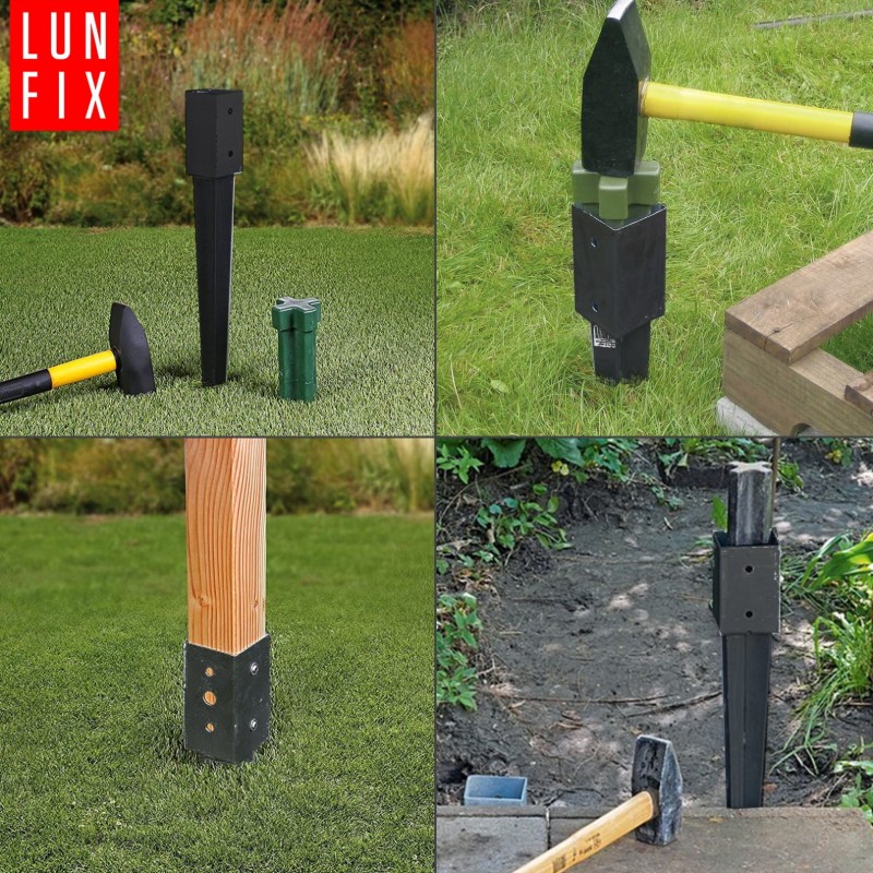 Podstawa słupa czarna wbijana 100x100 kotwa 750mm