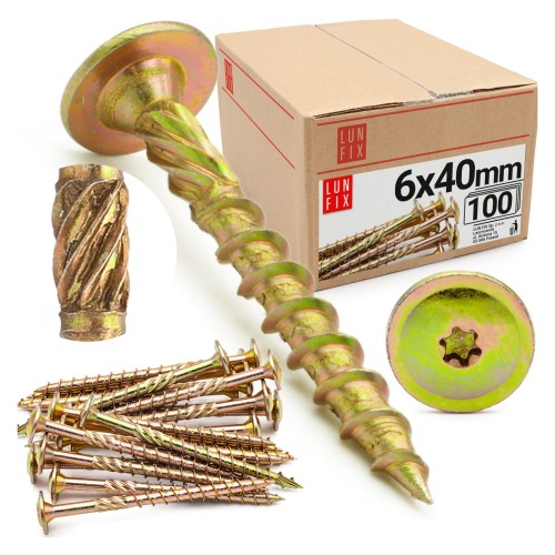 Vis de charpente à tête disque 6x40 WKCP 100 pièces - LUN FIX
