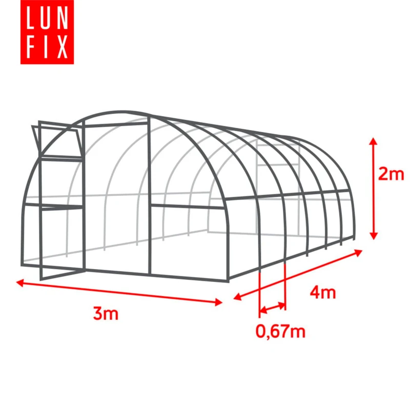 Szklarnia z poliwęglanu 3x4 m "tunel" profil 40x20 mm grubość 6 mm