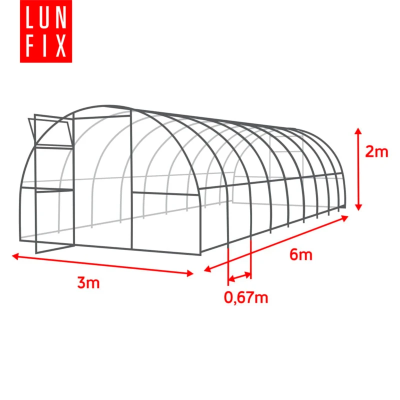 Szklarnia z poliwęglanu 3x6 m "tunel" profil 40x20 mm grubość 6 mm