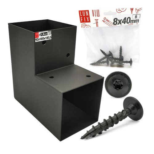 Connecteur pour poteaux en bois 9x9 cm 8x40 mm galvanisé - LUN FIX