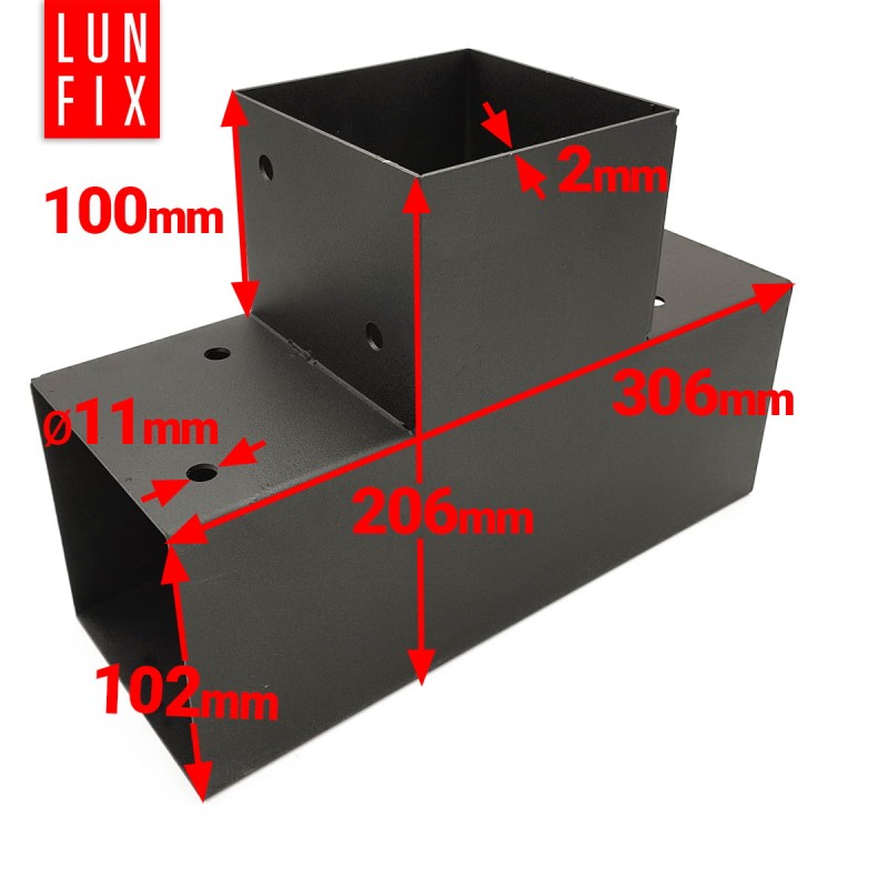 Zestaw łącznik kantówki 10x10cm kształt T z wkrętami 8x40 mm