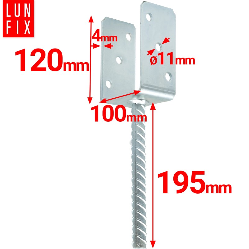 Zestaw podstawa słupa z prętem 100 mm + wkręty