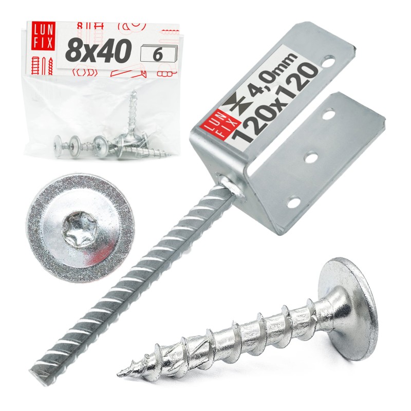 Zestaw podstawa słupa z prętem 120 mm + wkręty