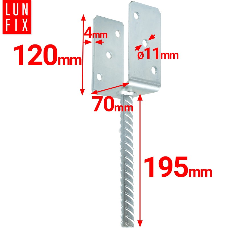 Zestaw podstawa słupa z prętem 70 mm + wkręty