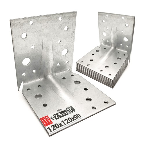 Équerre de fixation 120x120x90x2,5 galvanisée 10 pièces - LUN FIX