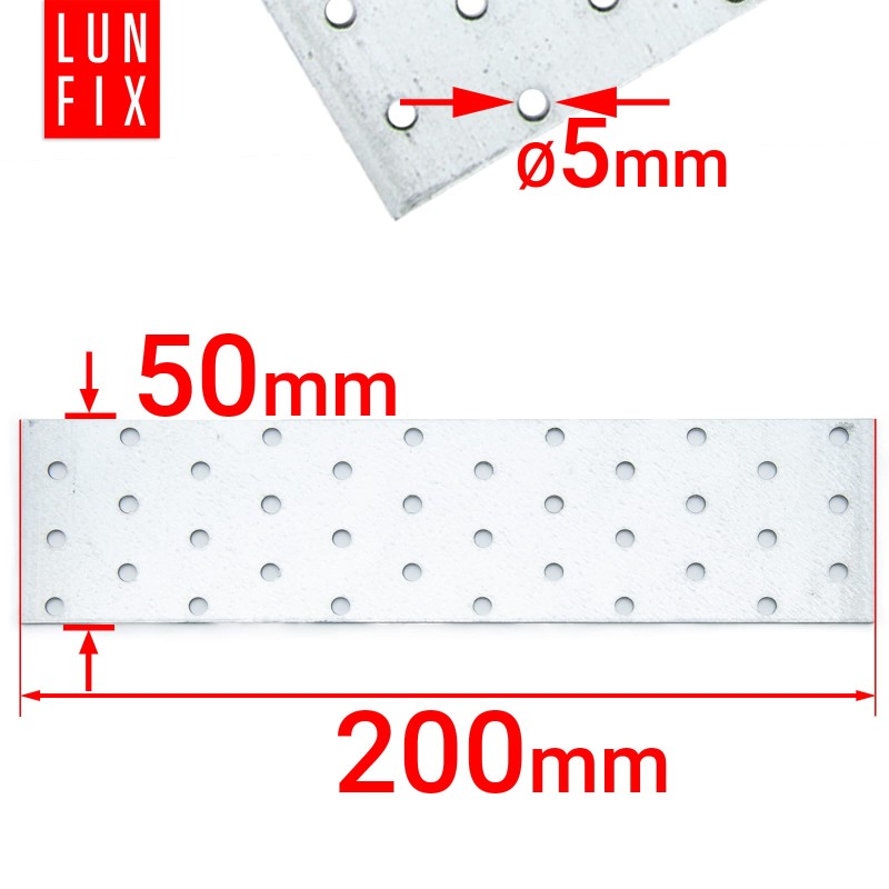 Płytka perforowana 50x200x2  łącznik ciesielski płaski 10szt.