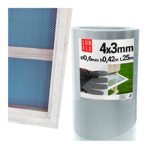 Grillage métallique pour ruches 4x3 mm Ø 0,6 mm galvanisé - LUN FIX