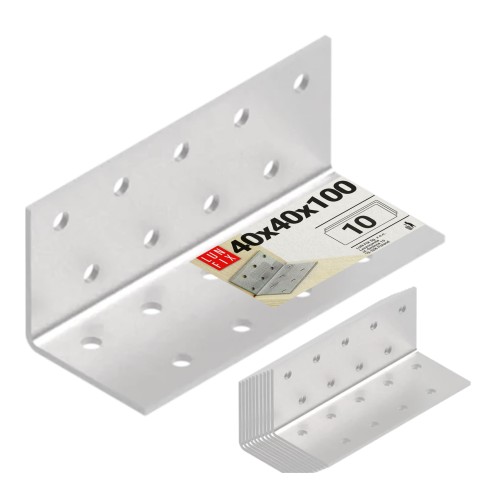 Équerre de fixation 40x40x100 2 mm galvanisée 10 pièces - LUN FIX