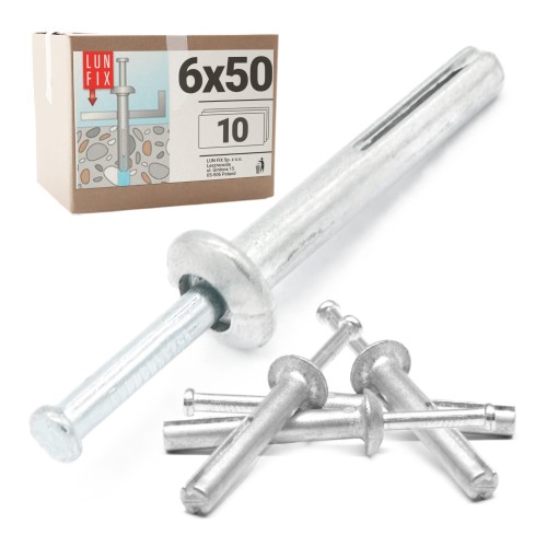 Chevilles métalliques à frapper 6x50 galvanisées 10 pièces - LUN FIX