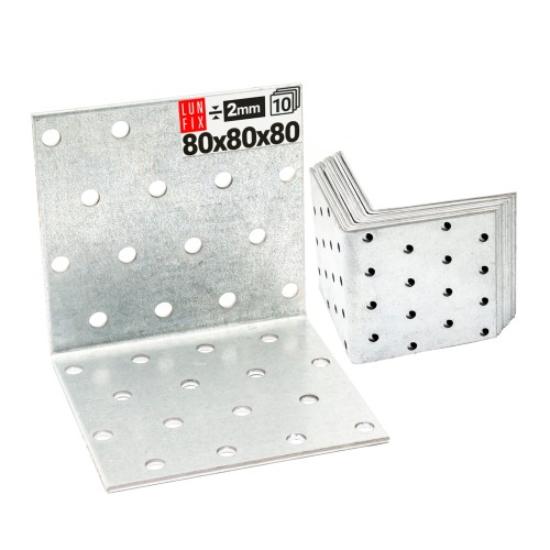 Équerre de fixation 80x80x80 2 mm KM13 galvanisée 10 pièces - LUN FIX