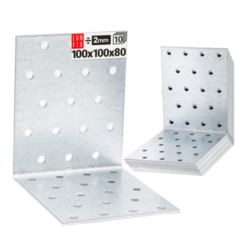 Équerre de fixation 00x100x80x2 KM15 galvanisée 10 pièces - LUN FIX