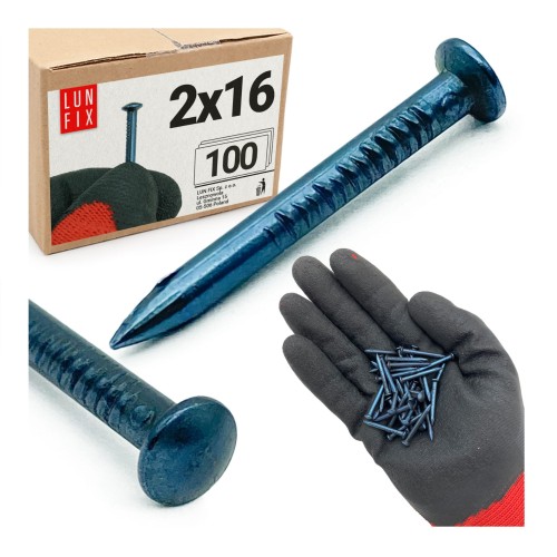 Clous en acier trempé 2x16 mm bleu 100 pièces - LUN FIX