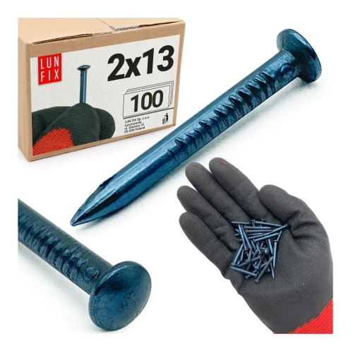 Clous en acier trempé 2x13 mm bleu 100 pièces - LUN FIX