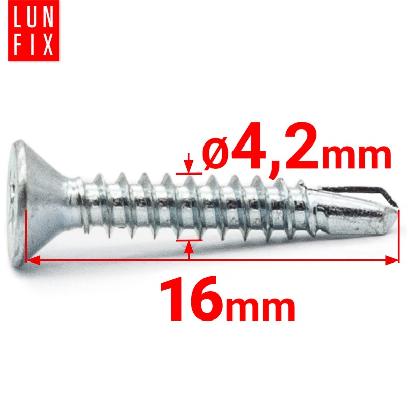 Wkręty samowiercące 4,2x16mm stożkowe ocynkowane DIN7504 1000szt.