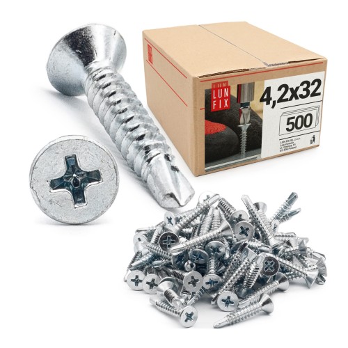 Vis autoperceuses pour métal 4,2x32 mm DIN7504 galvanisées - LUN FIX